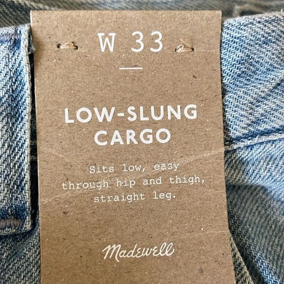 Madewell Low-Slung Straight Cargo Jeans Size 33 in Coleman Wash NWT - Picture 8 of 10